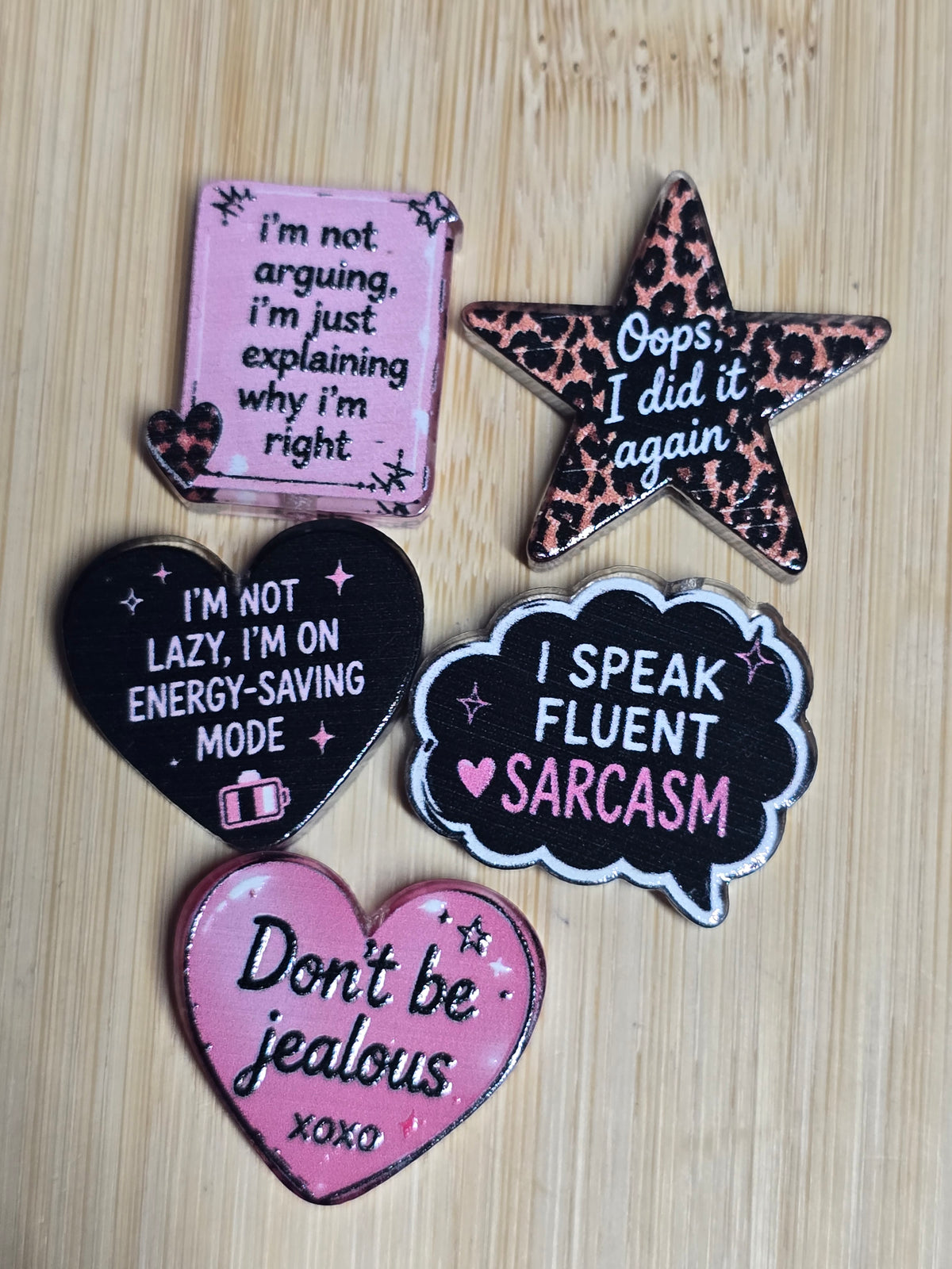 Acrylic focal beads- humor