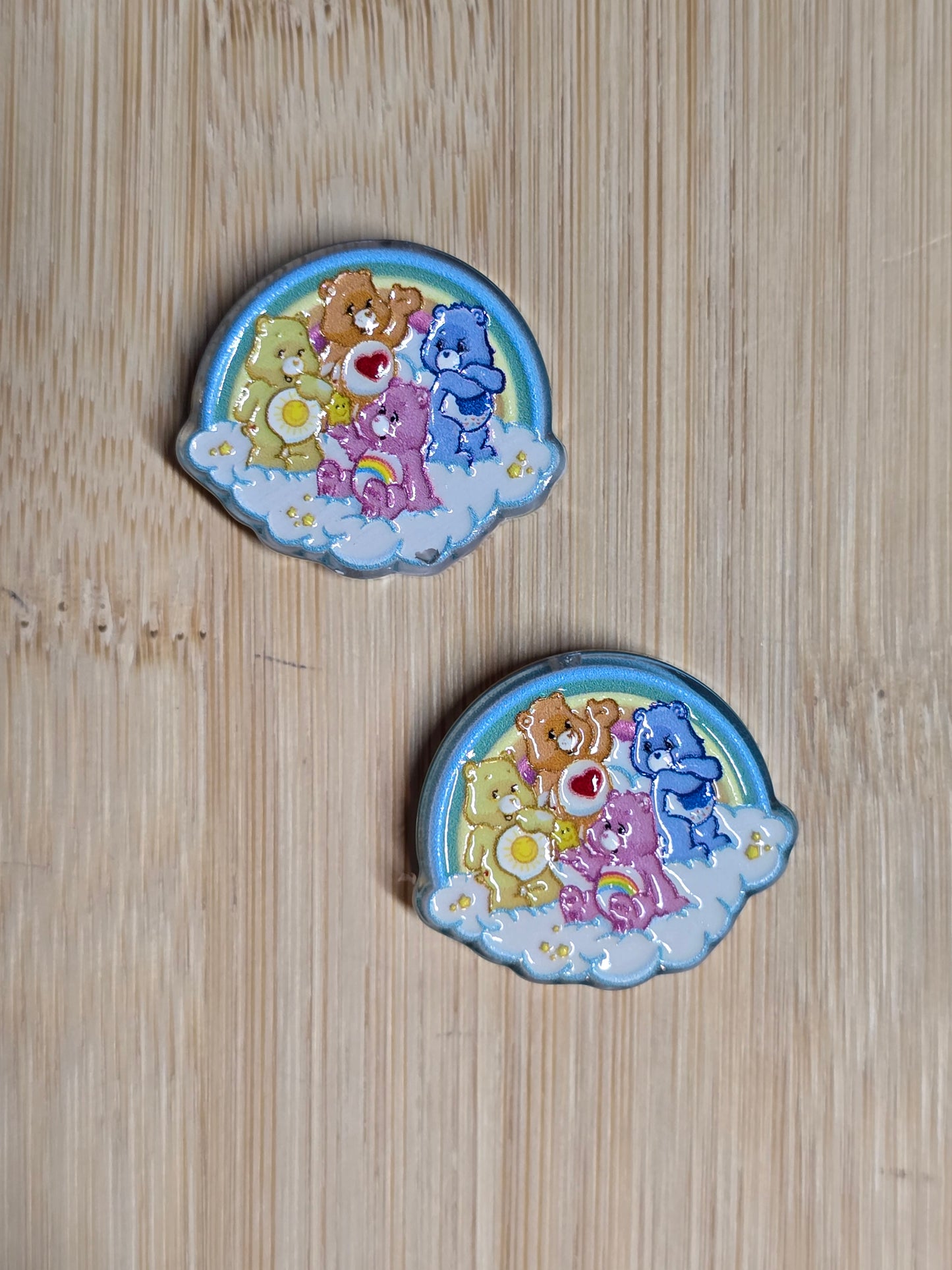 Acrylic focal beads 4 colorful bears on a cloud