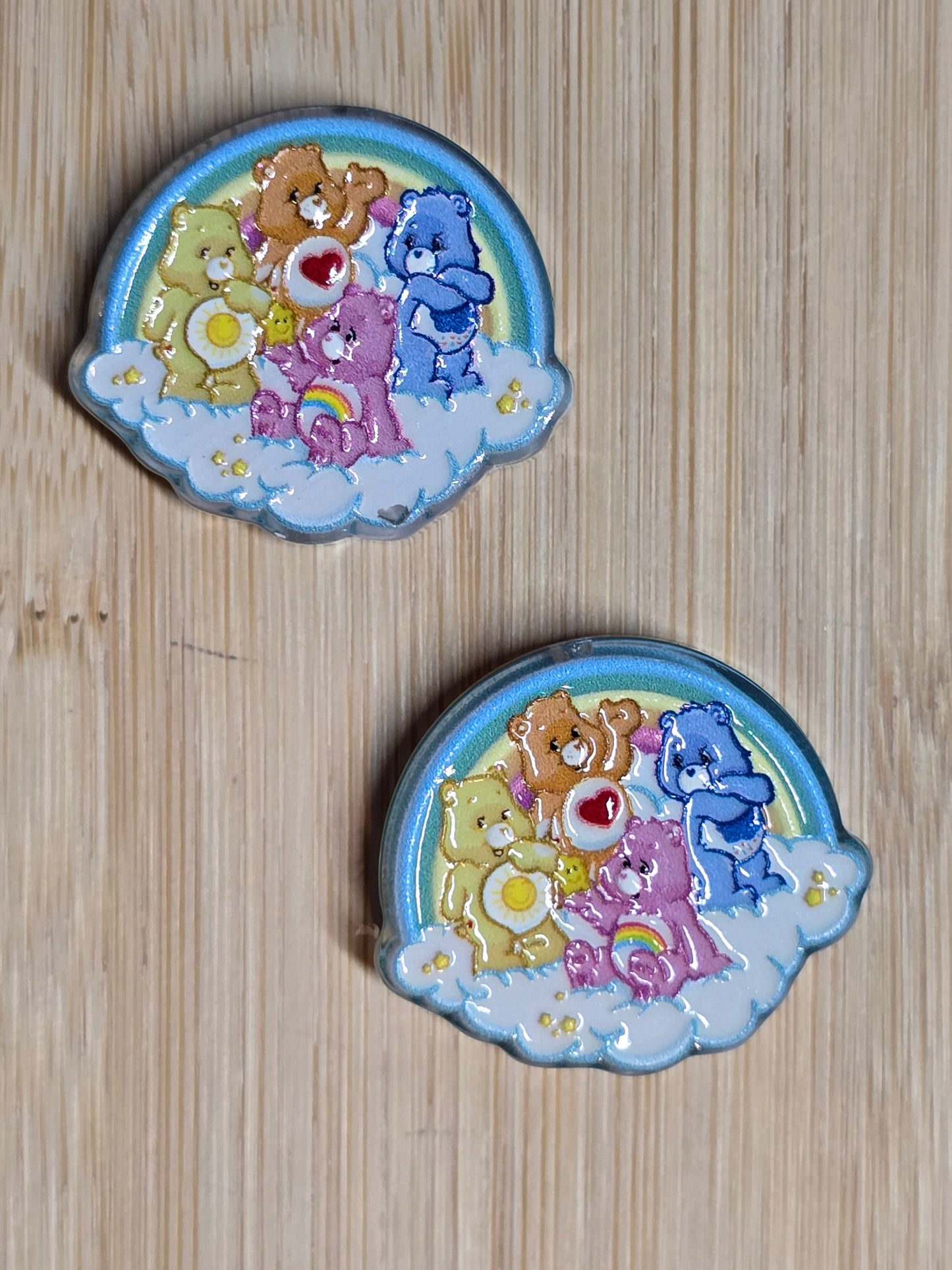 Acrylic focal beads 4 colorful bears on a cloud