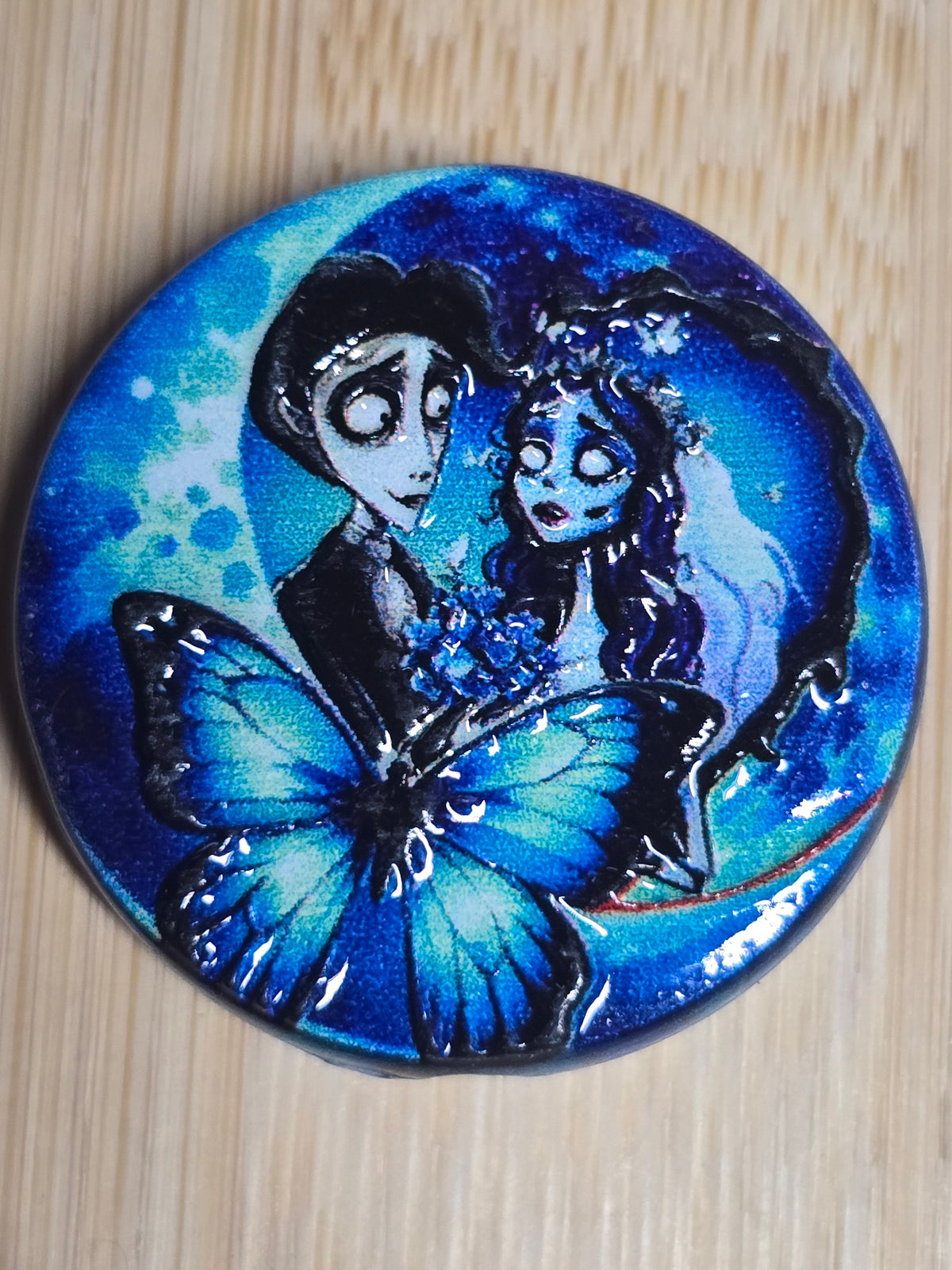 Acrylic beads (slightly larger than a quarter) blue bride
