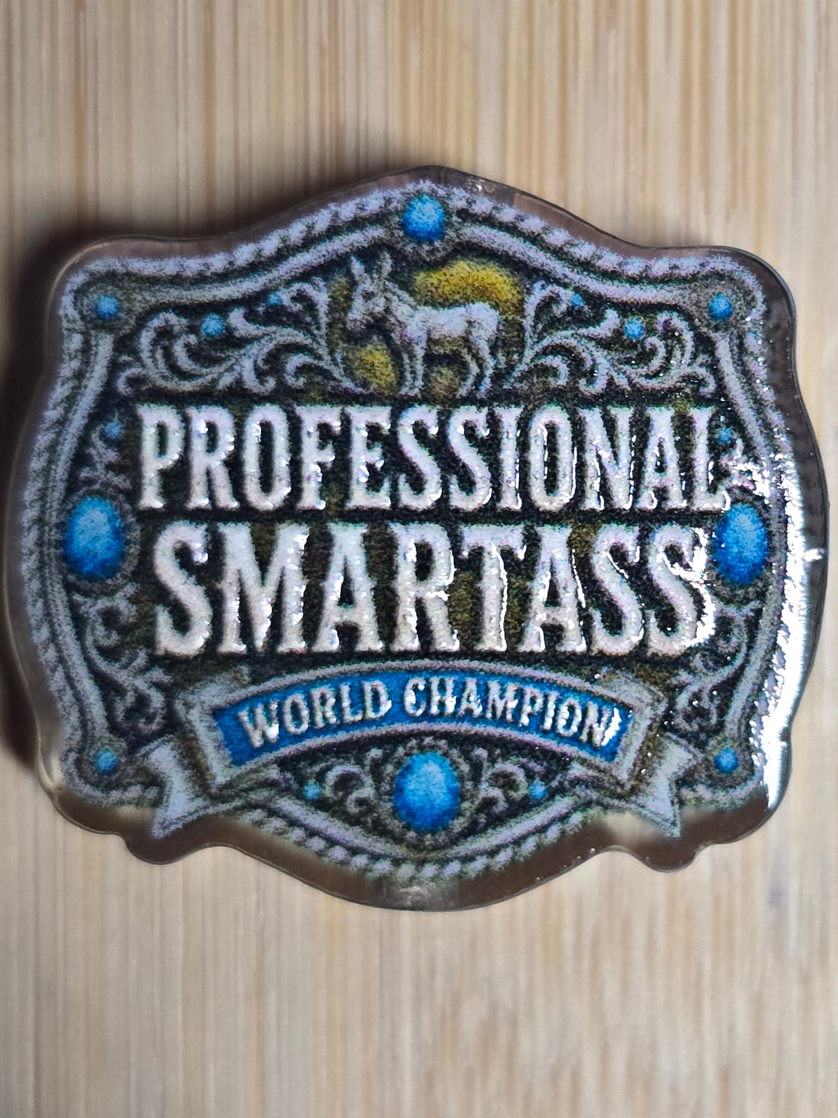 Acrylic focal beads humor- belt buckle shaped