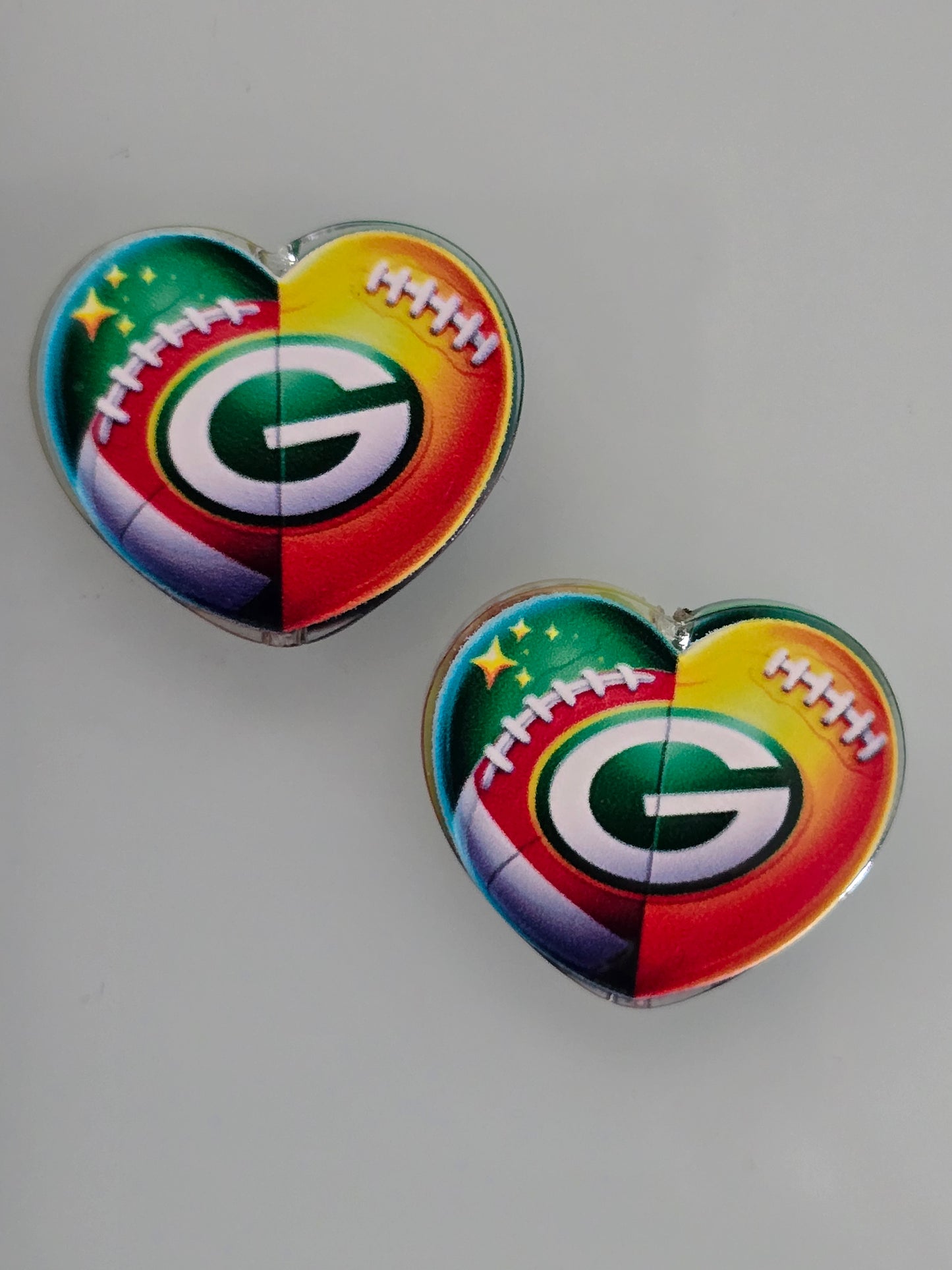 Acrylic focal beads heart shape NFL teams