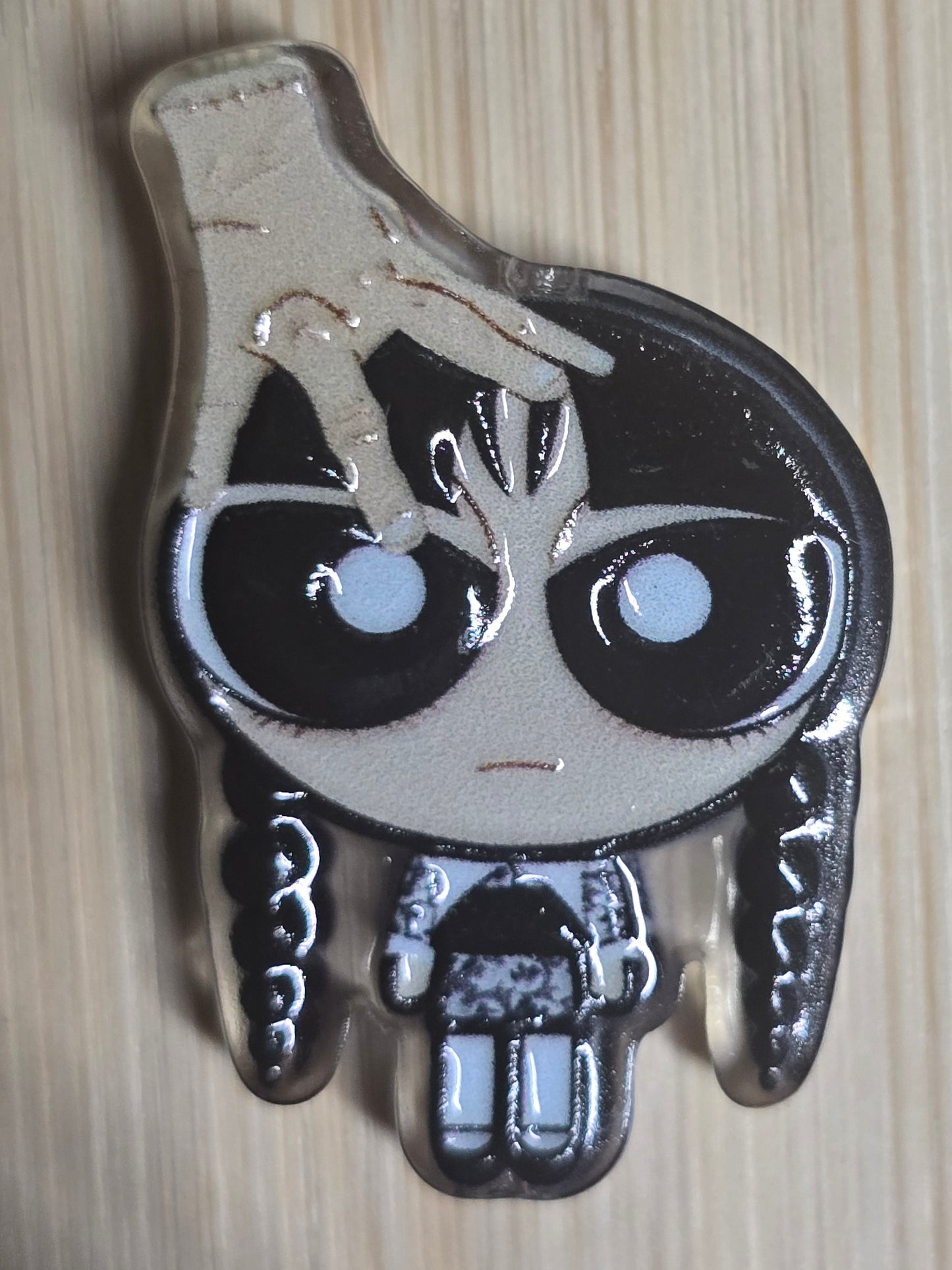 Acrylic focal beads dark humor girl and hand