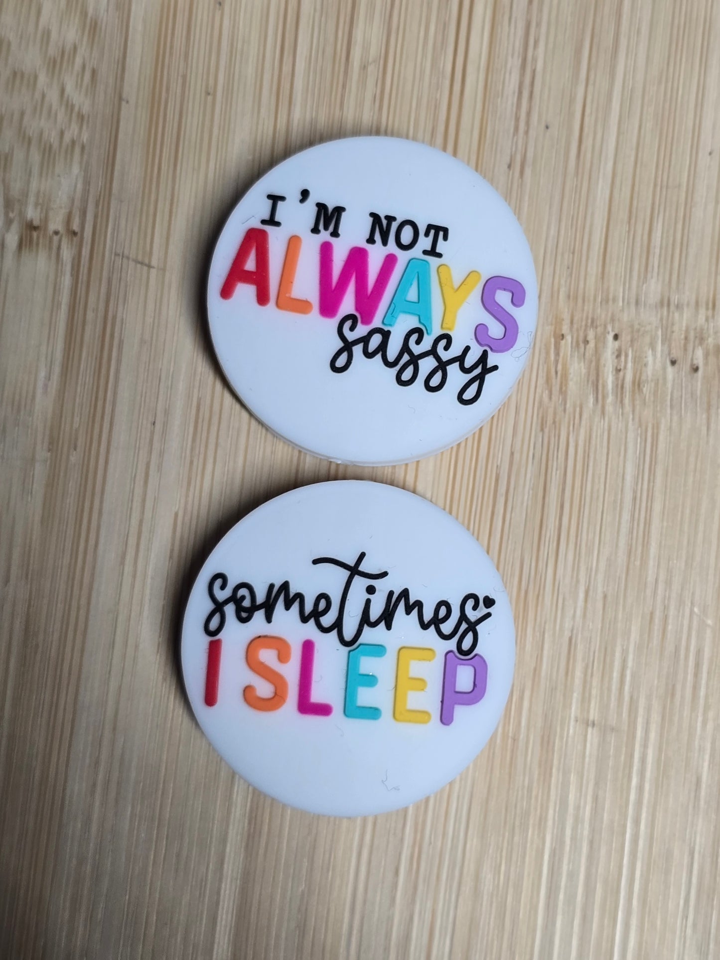 Focal silicone round double sided sarcastic humor