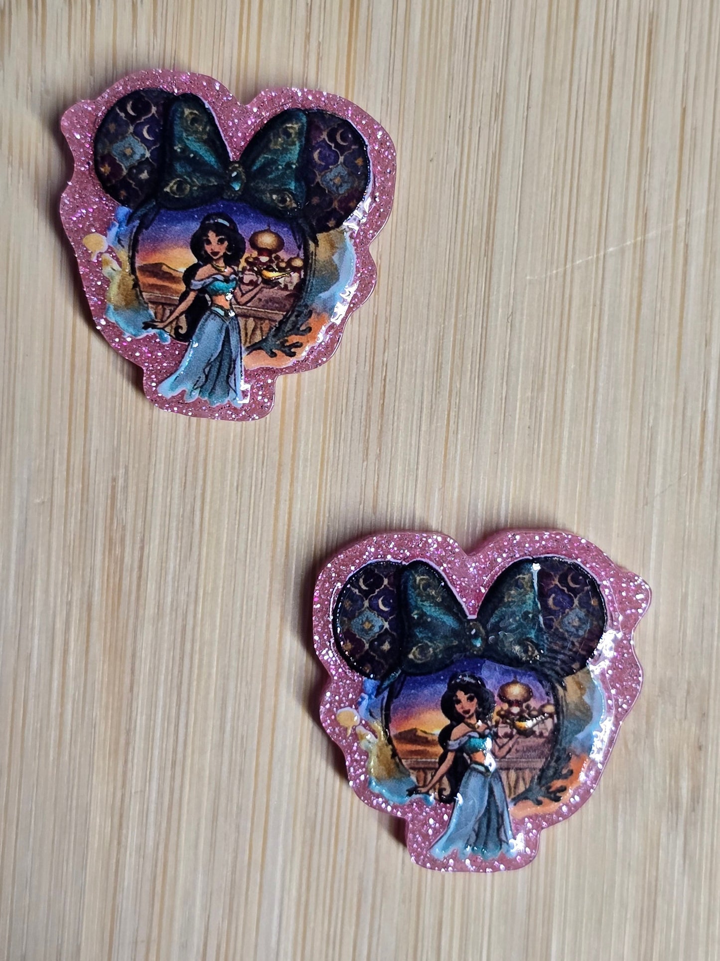Acrylic focal beads DS mouse head shape with blue princess