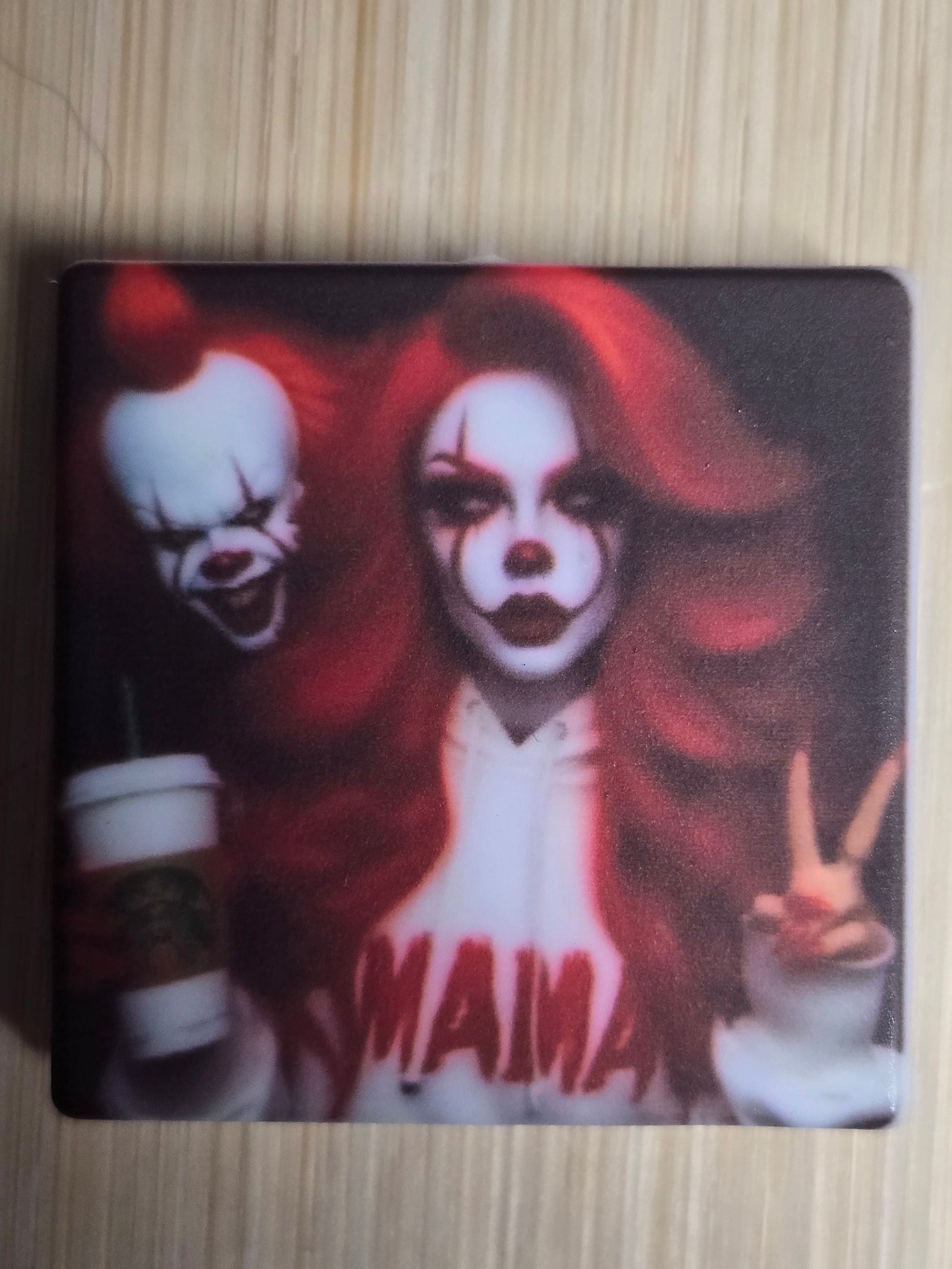 Focal silicone printed focal bead- clown