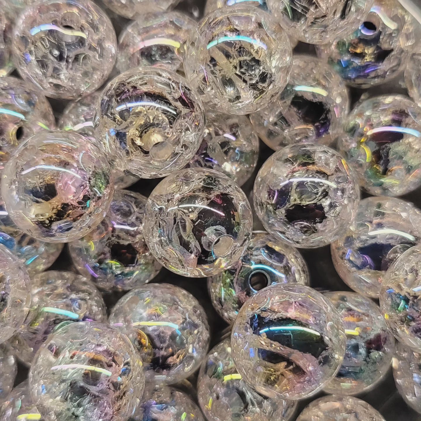 16mm Crackle double layer beads- 20pcs