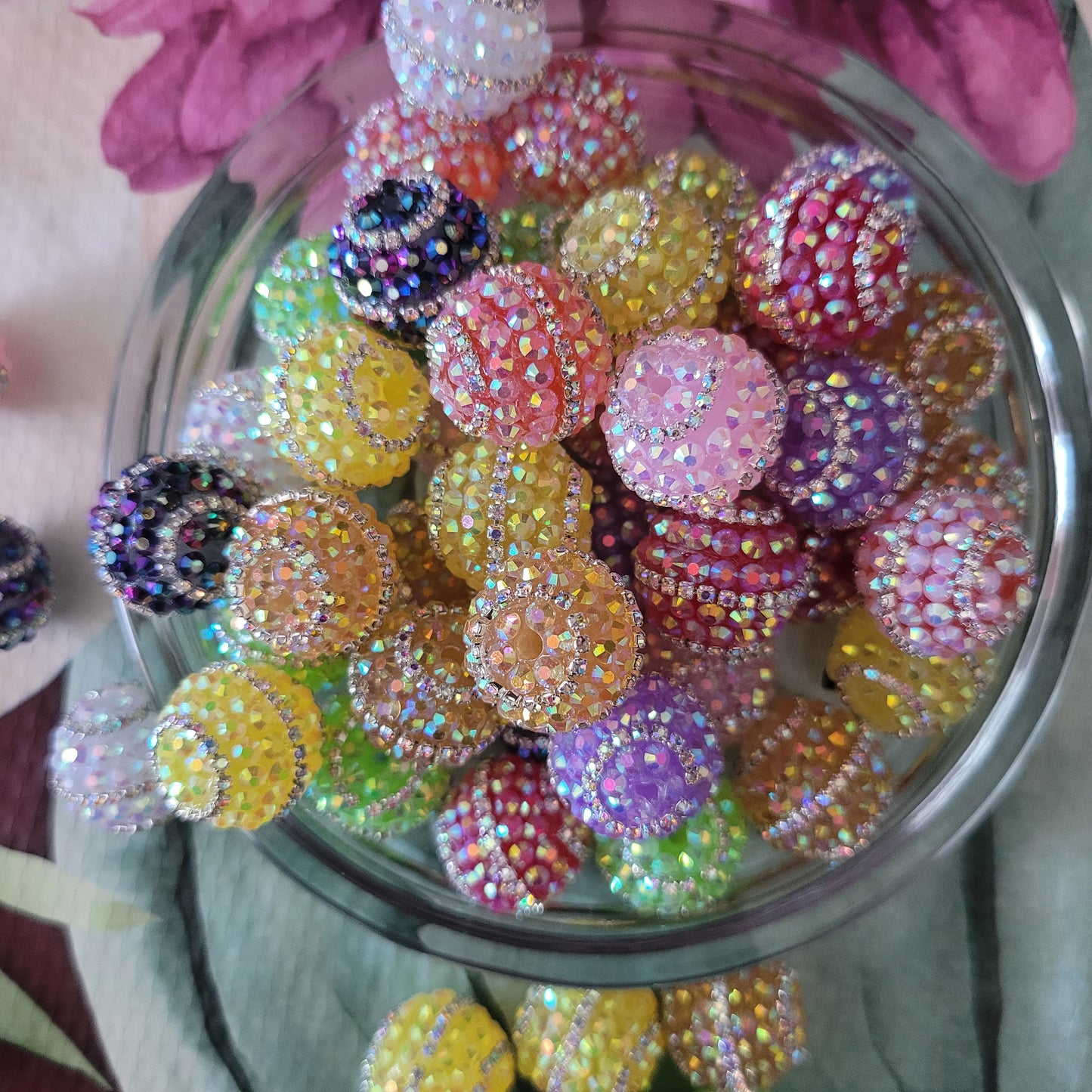 20mm acrylic rhinestone beads- 10pcs