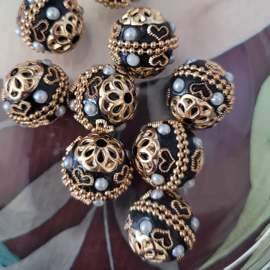 Beautiful India beads- black with gold