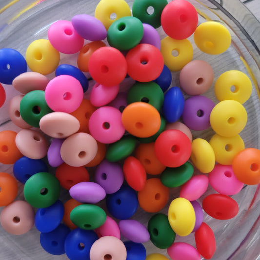 Lentil spacer beads- silicone colorful