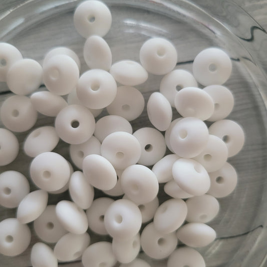 Spacer beads- white silicone lentil beads