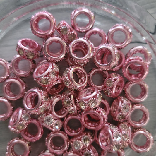 Spacer beads- pink metal big hole spacer