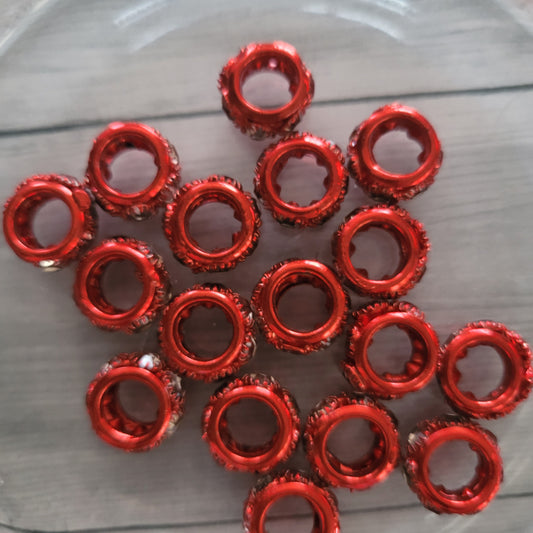 Spacer- red metal big hole spacer beads