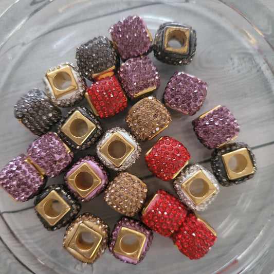 Spacer beads- square rhinestone big hole spacer beads