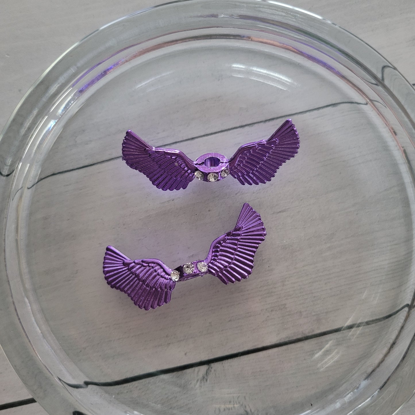 Spacer beads- purple metal angel wings