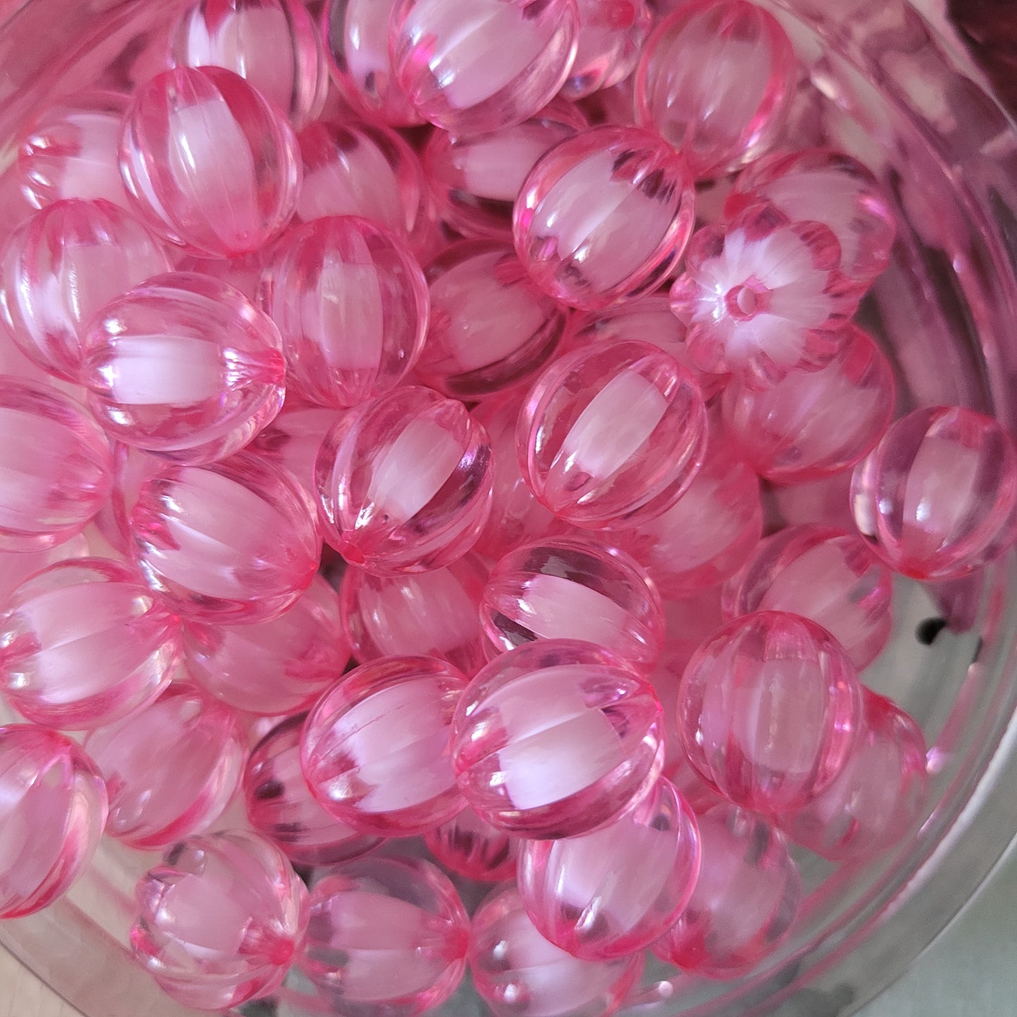 16mm acrylic Pink pumpkin beads- 20pcs