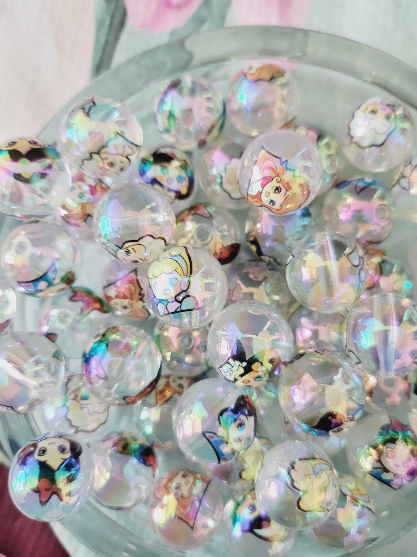 16mm clear acrylic princess beads- 10pcs