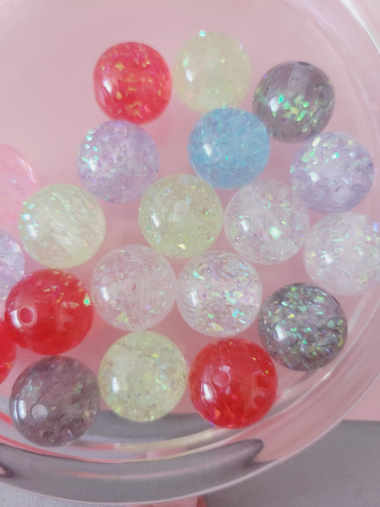 Glitter acrylic beads