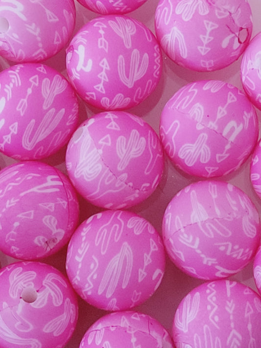 Pink silicone printed bead