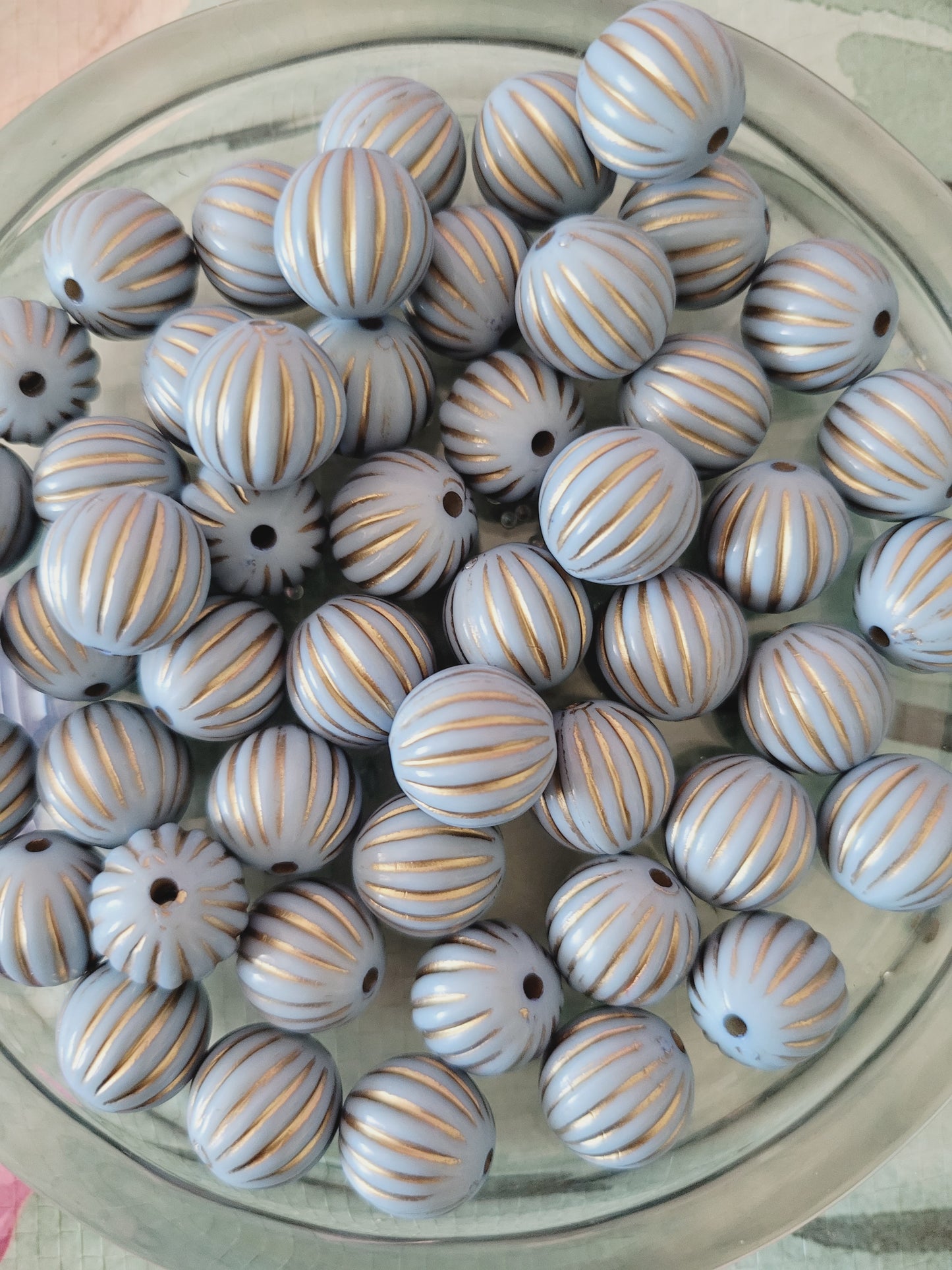 Dusty blue pumpkin beads