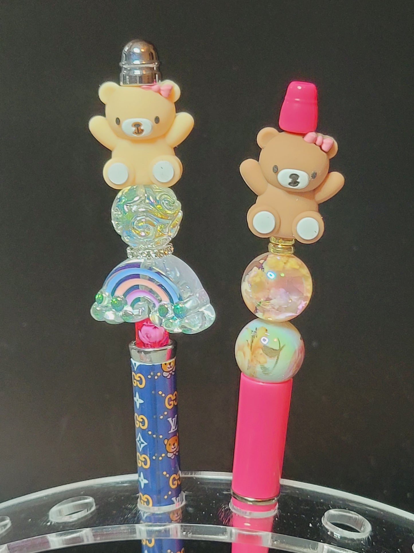 Pen 3D teddy bear with pink bow