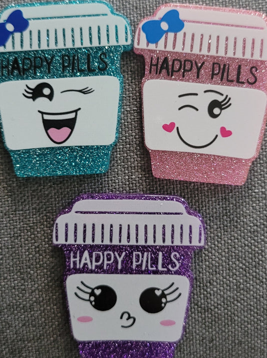 DIY acrylic flatback- happy pills smiley face