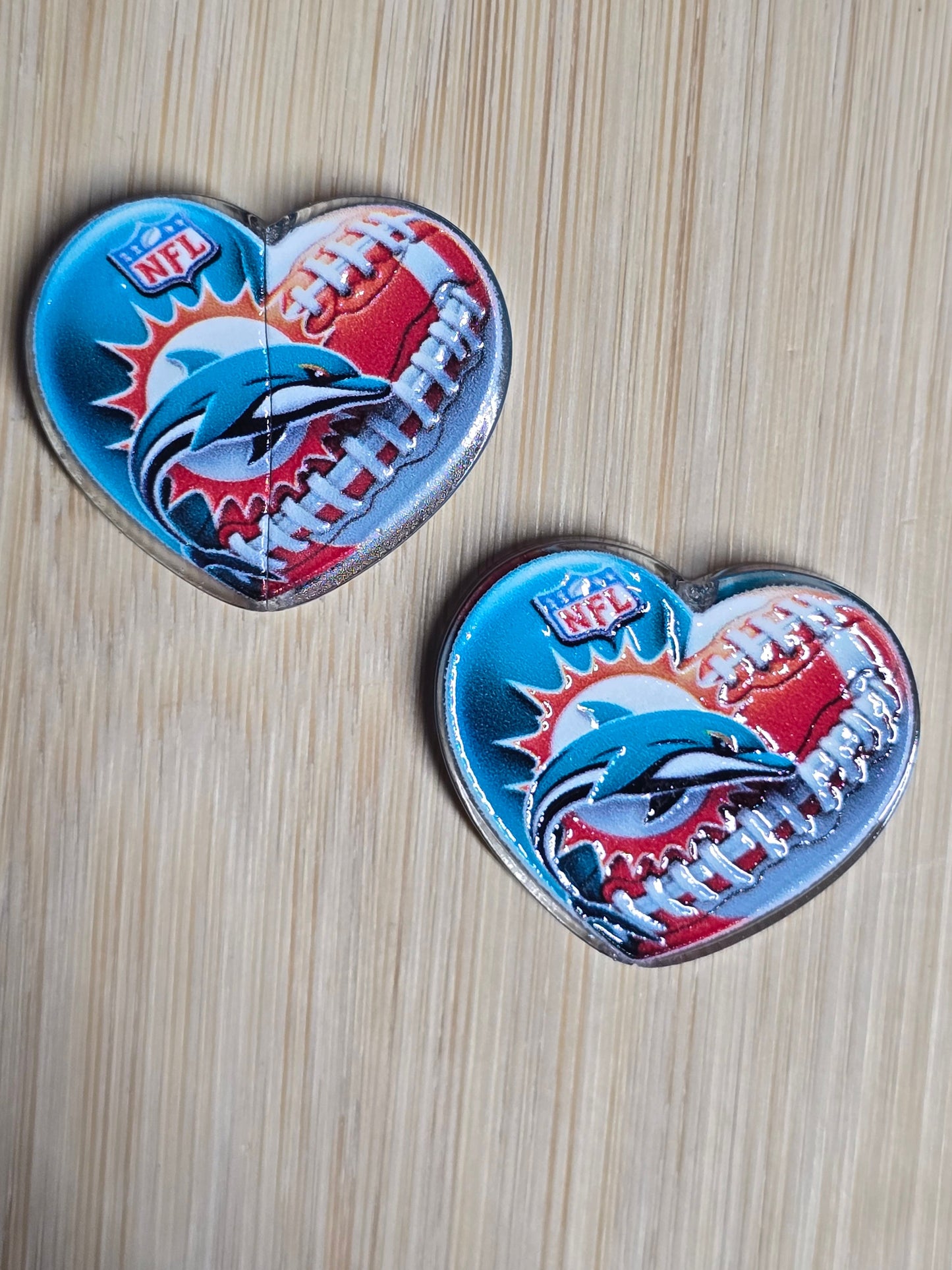 Acrylic focal beads heart shape NFL teams
