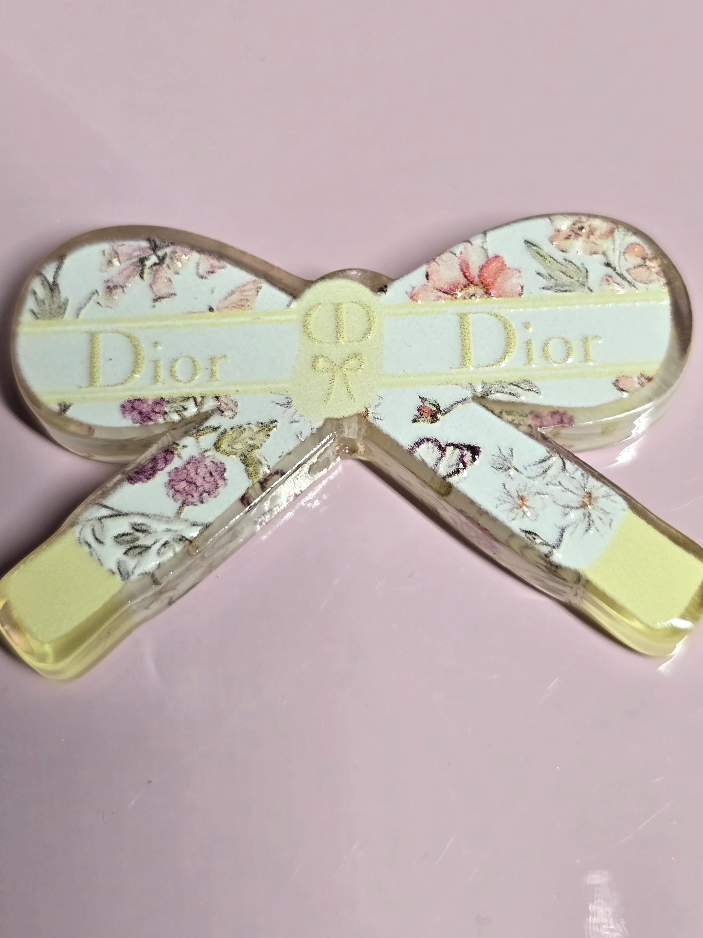 Acrylic focal beads designer inspired yellow bow