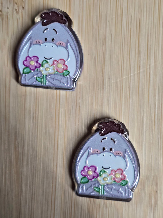 Acrylic focal bead- DS Grey donkey