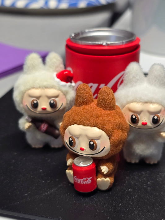 Acrylic flocked Coke Cola labubu set