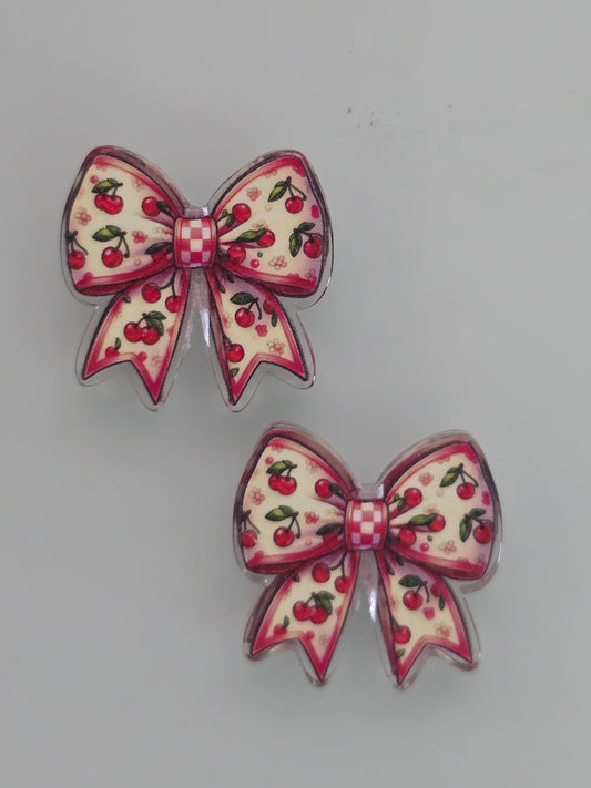 Acrylic focal beads  cherry bow
