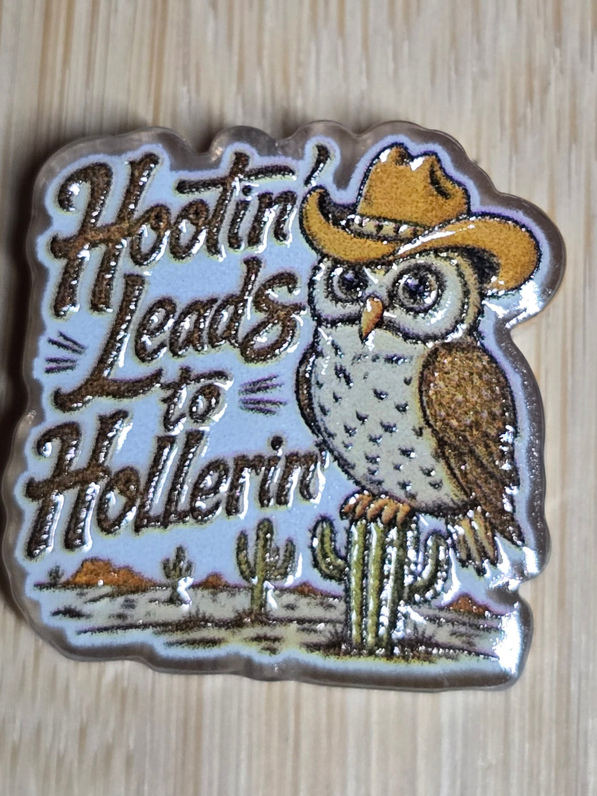 Acrylic focal beads- owl with cowboy hat