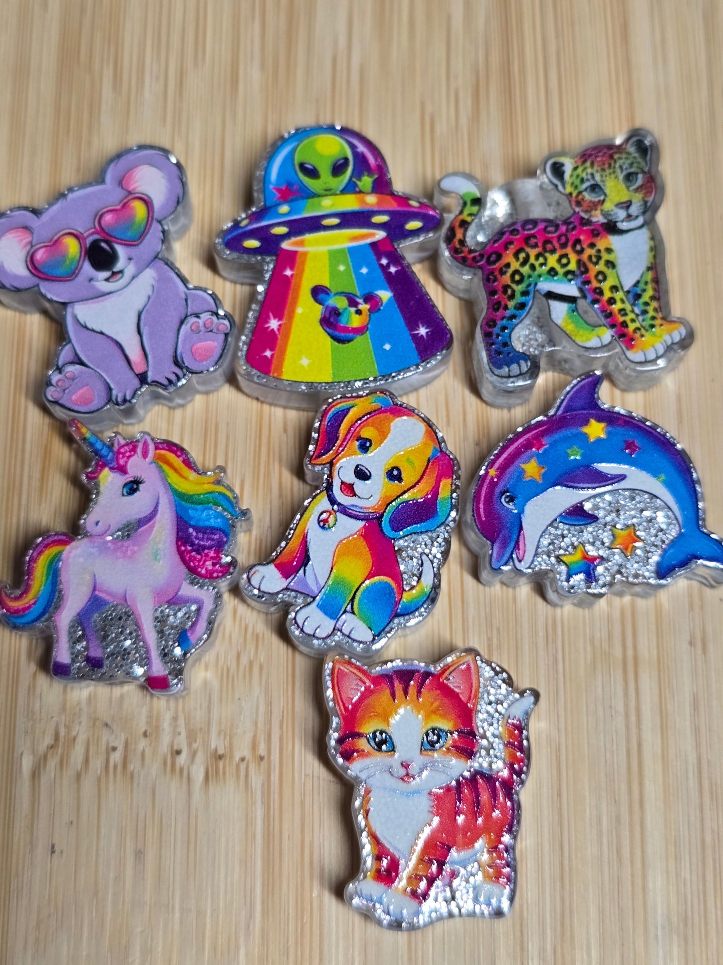 Acrylic focal beads Lisa frank inspired