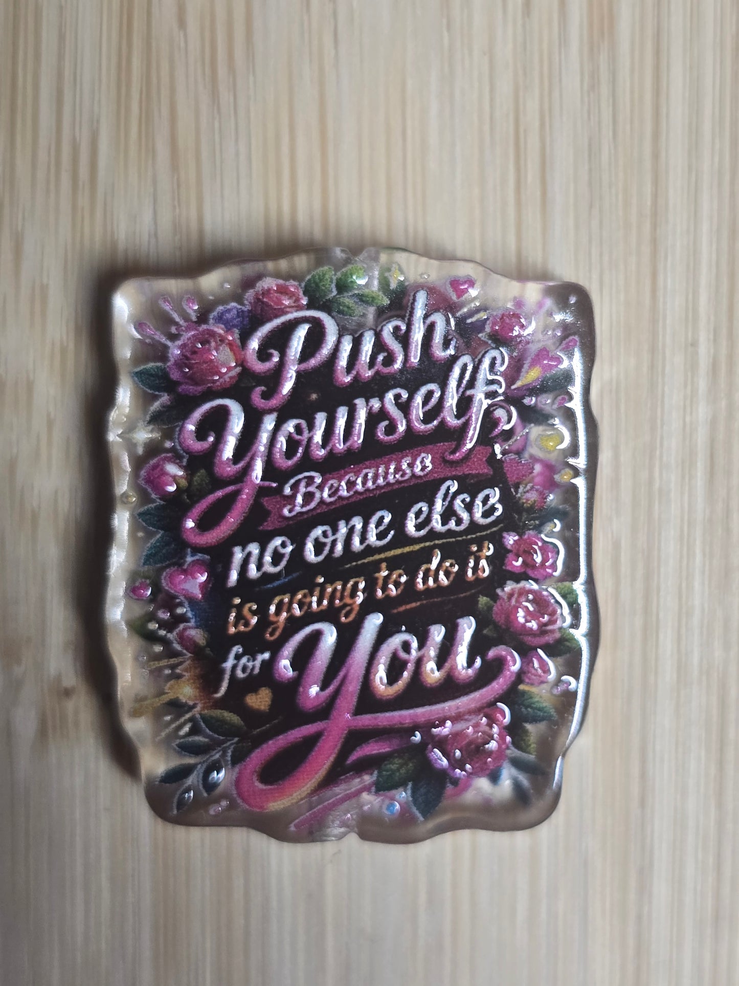 Acrylic focal beads push yourself