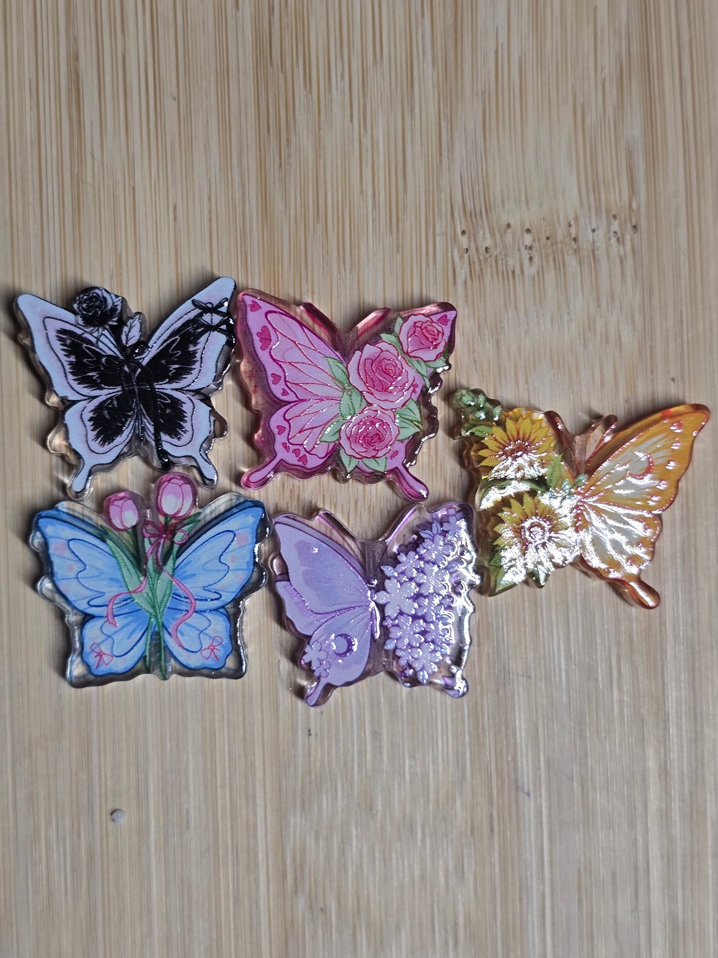 Acrylic focal beads butterfly mix