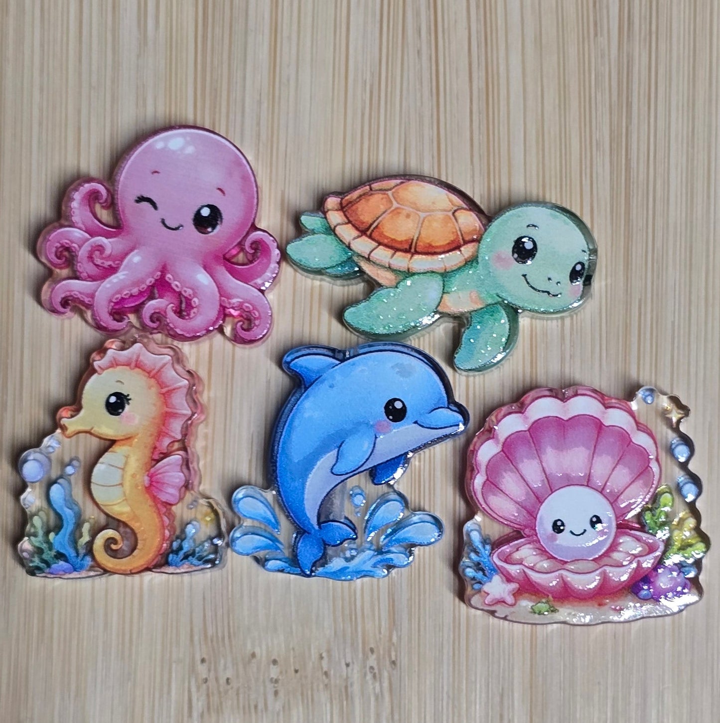 Acrylic focal beads mix- sealife
