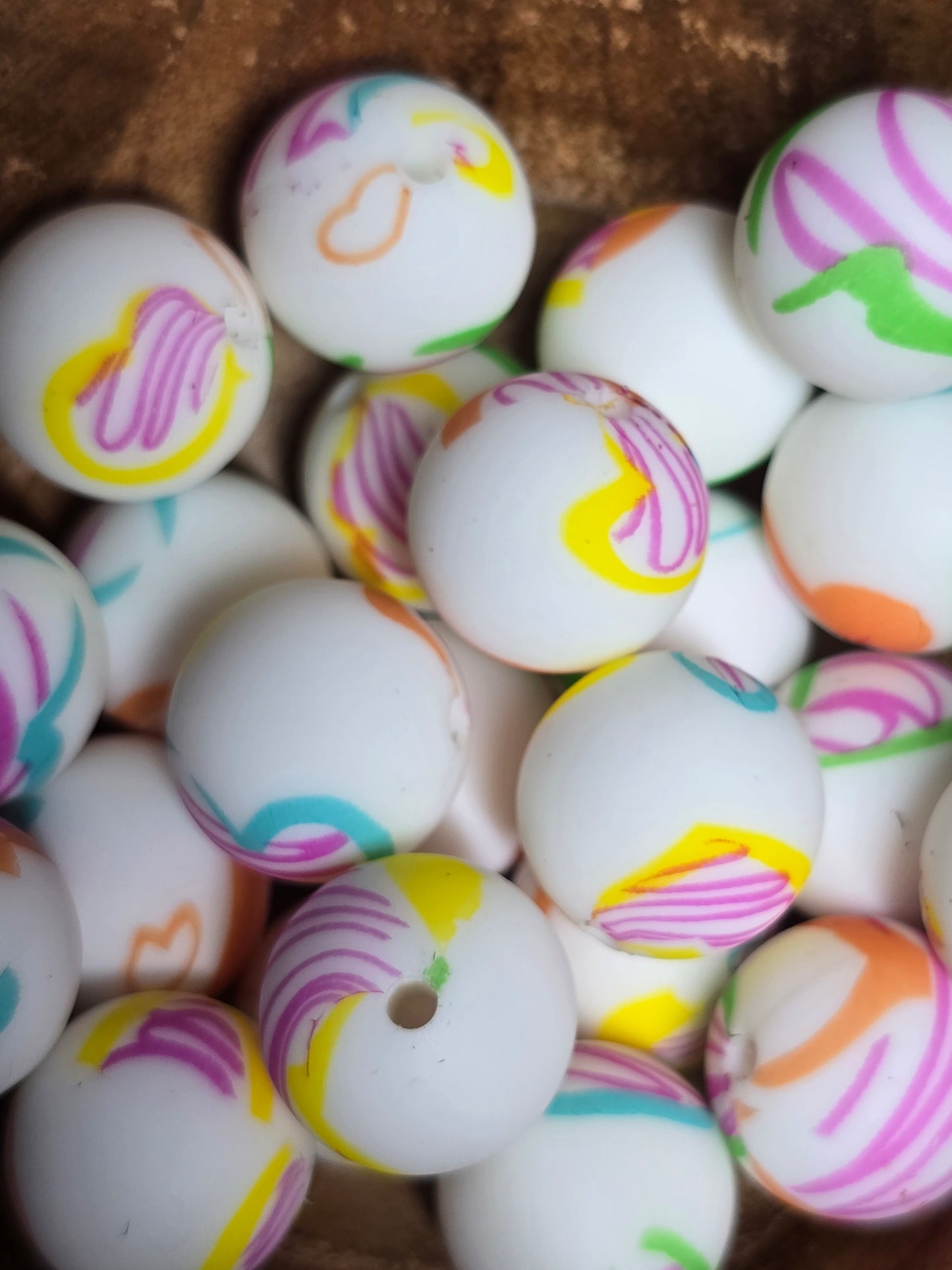 15mm silicone printed beads