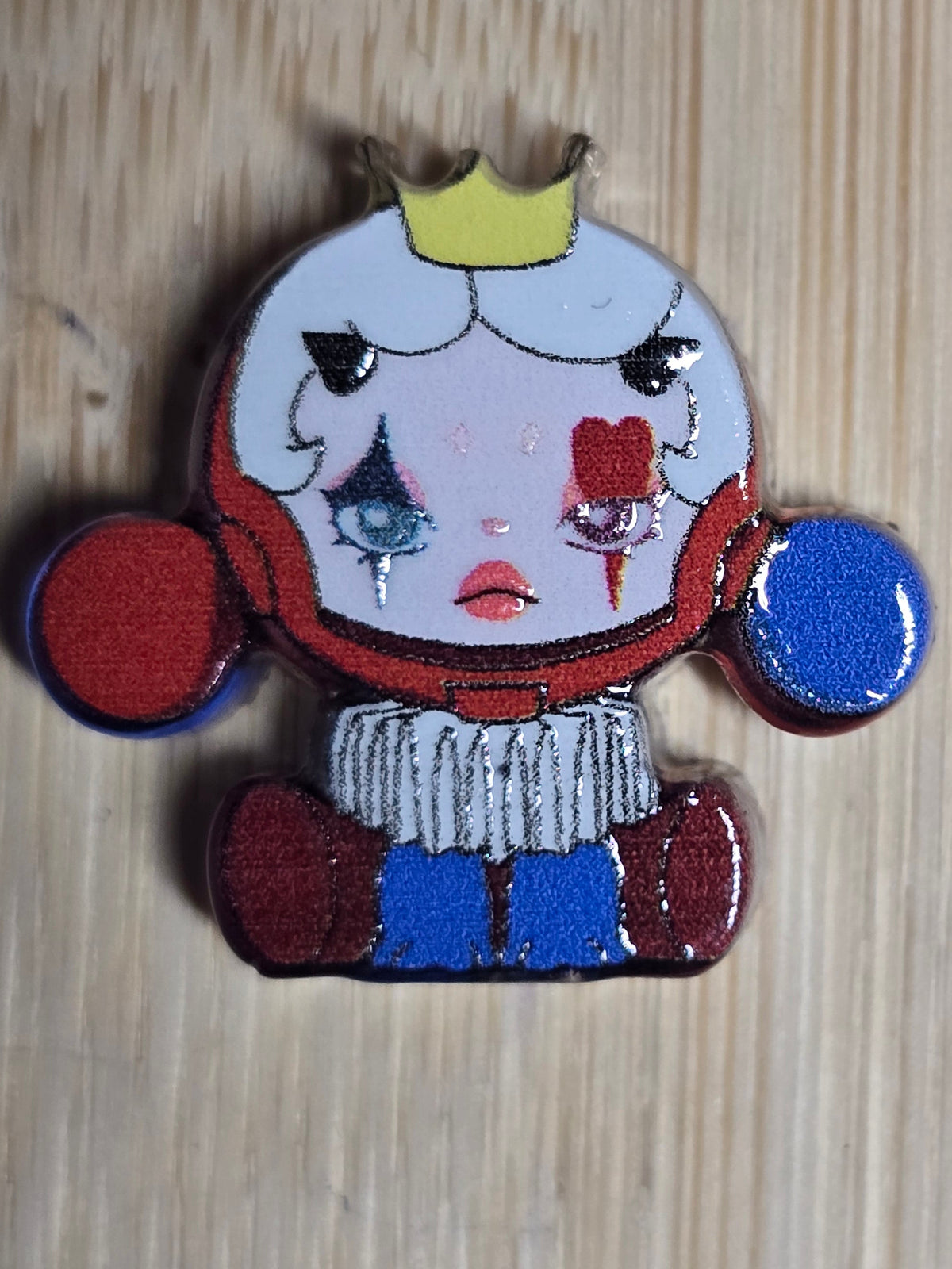 Acrylic focal beads red whi blue SP doll