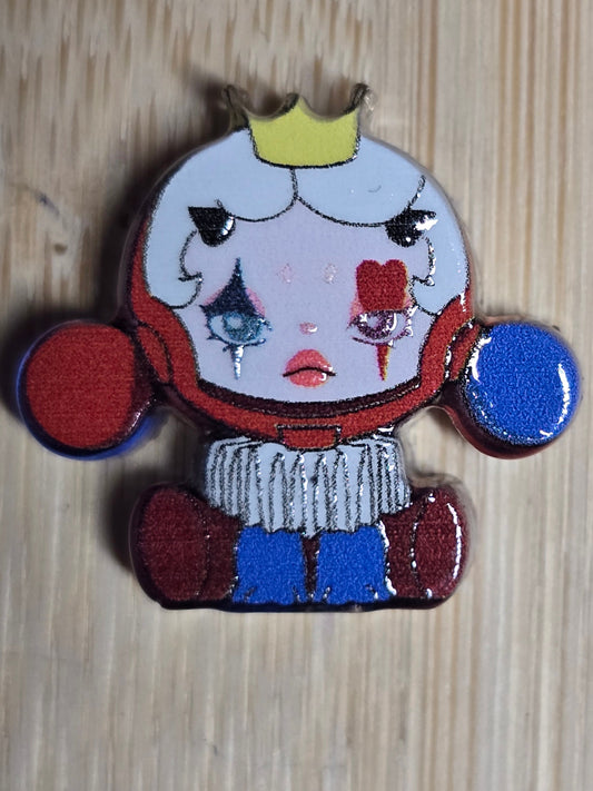 Acrylic focal beads red whi blue SP doll