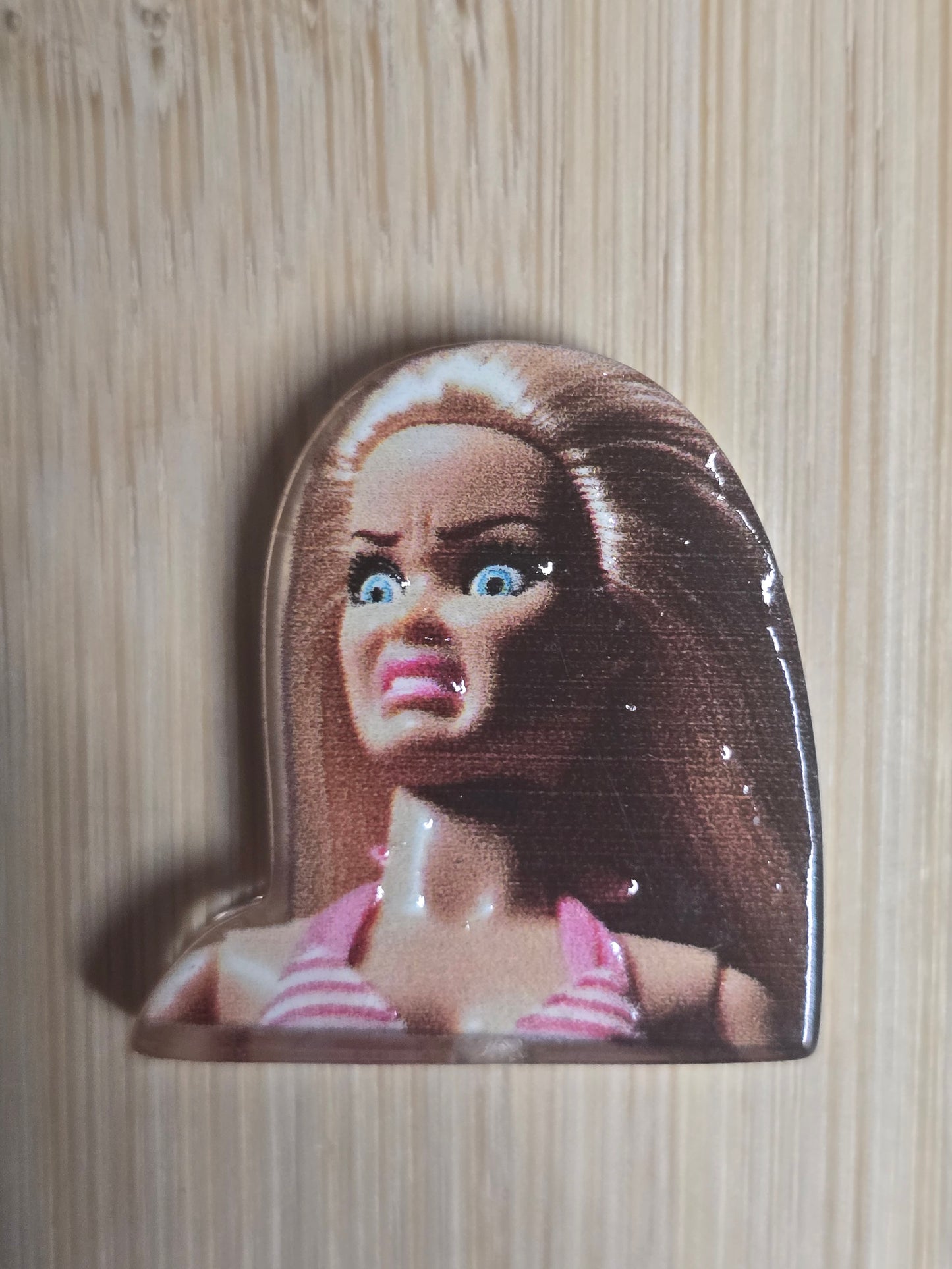Acrylic focal beads funny face barbie