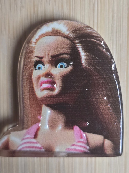 Acrylic focal beads funny face barbie