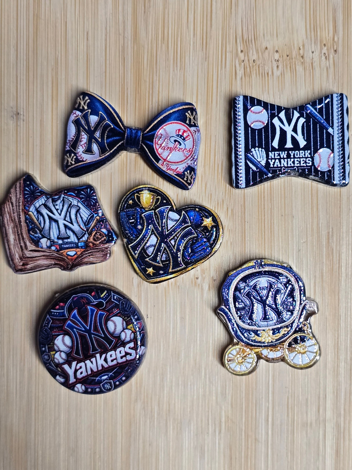 Acrylic focal beads- baseball team