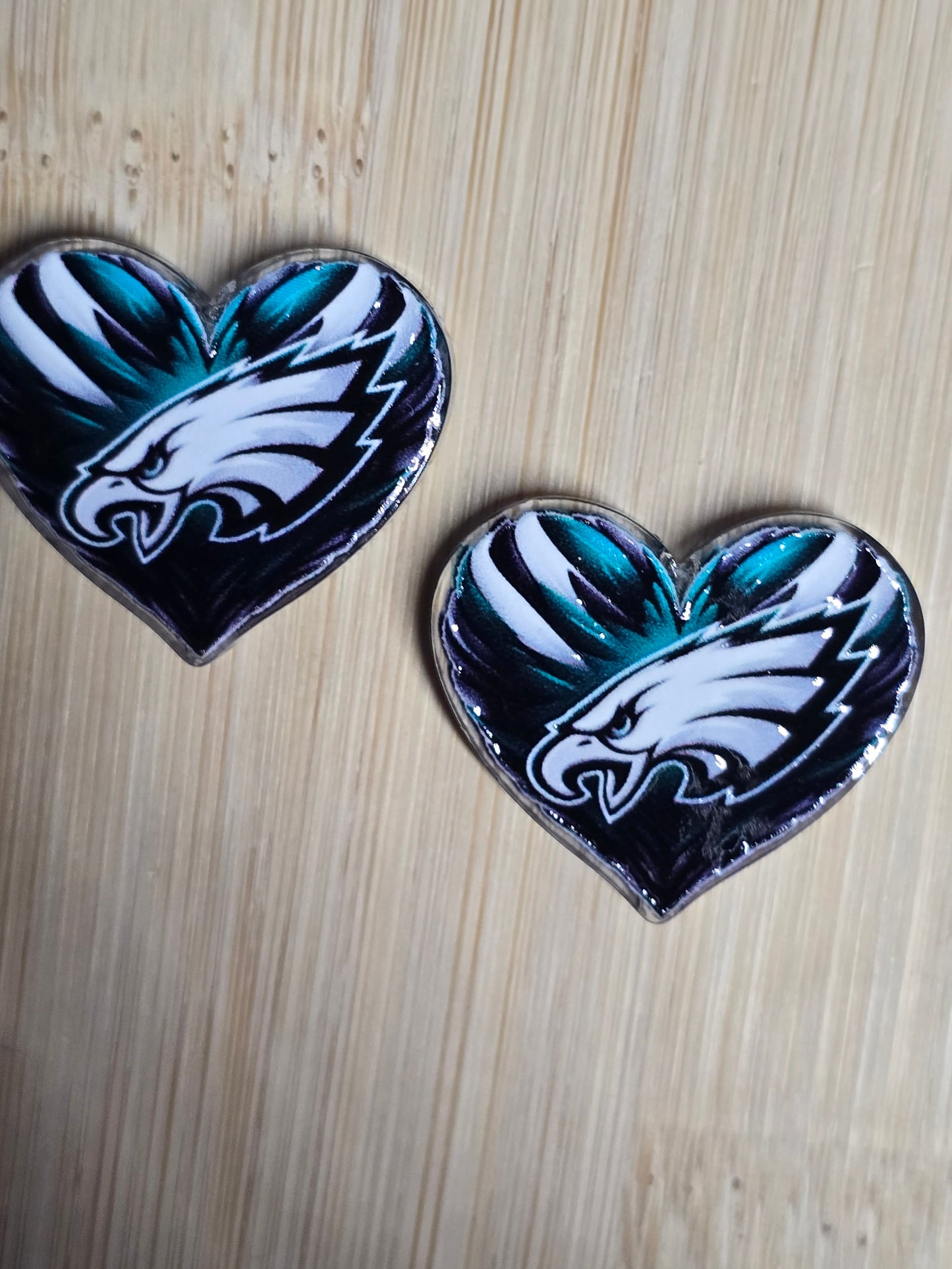 Acrylic focal beads heart shape NFL teams