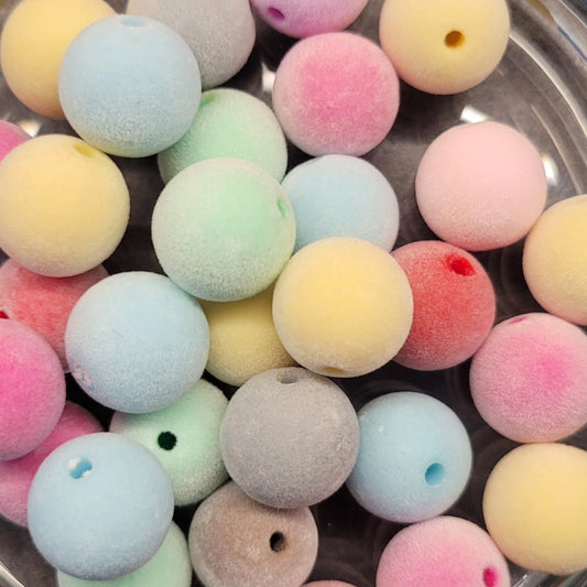 16mm flocked beads- 10pcs