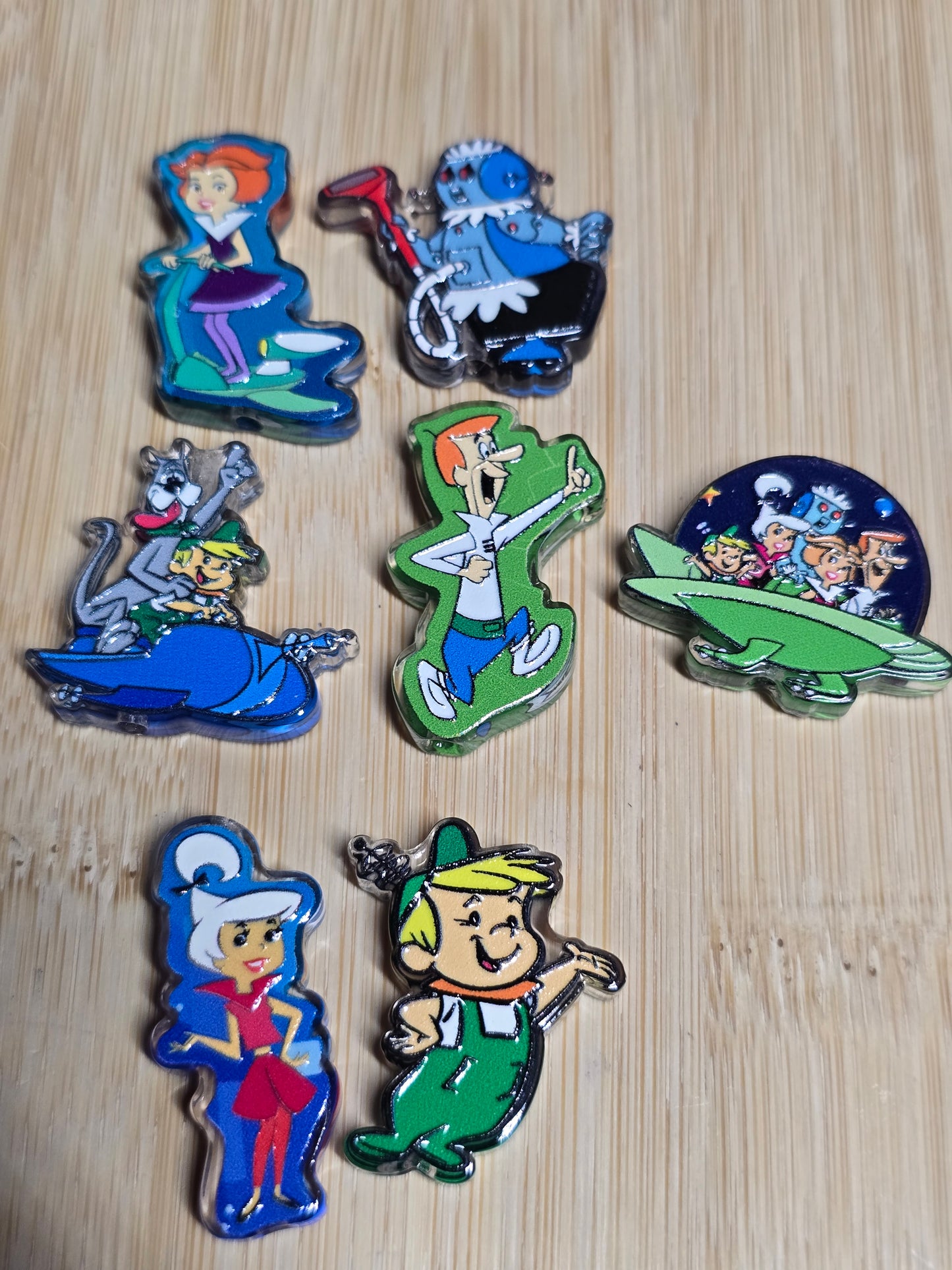 Acrylic focal beads- popular 70's space age cartoon characters