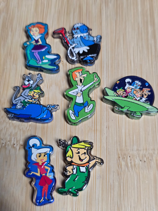 Acrylic focal beads- popular 70's space age cartoon characters
