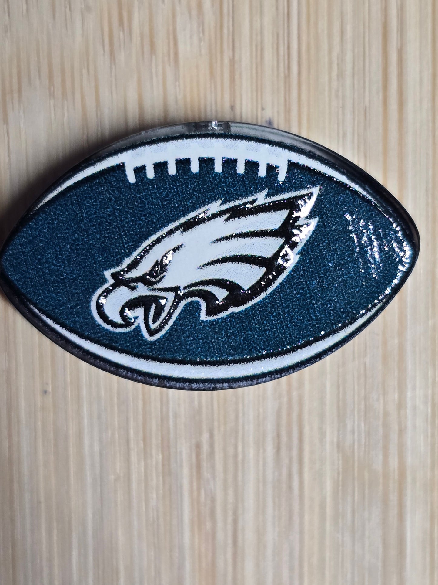 Acrylic focal beads football shaped logos