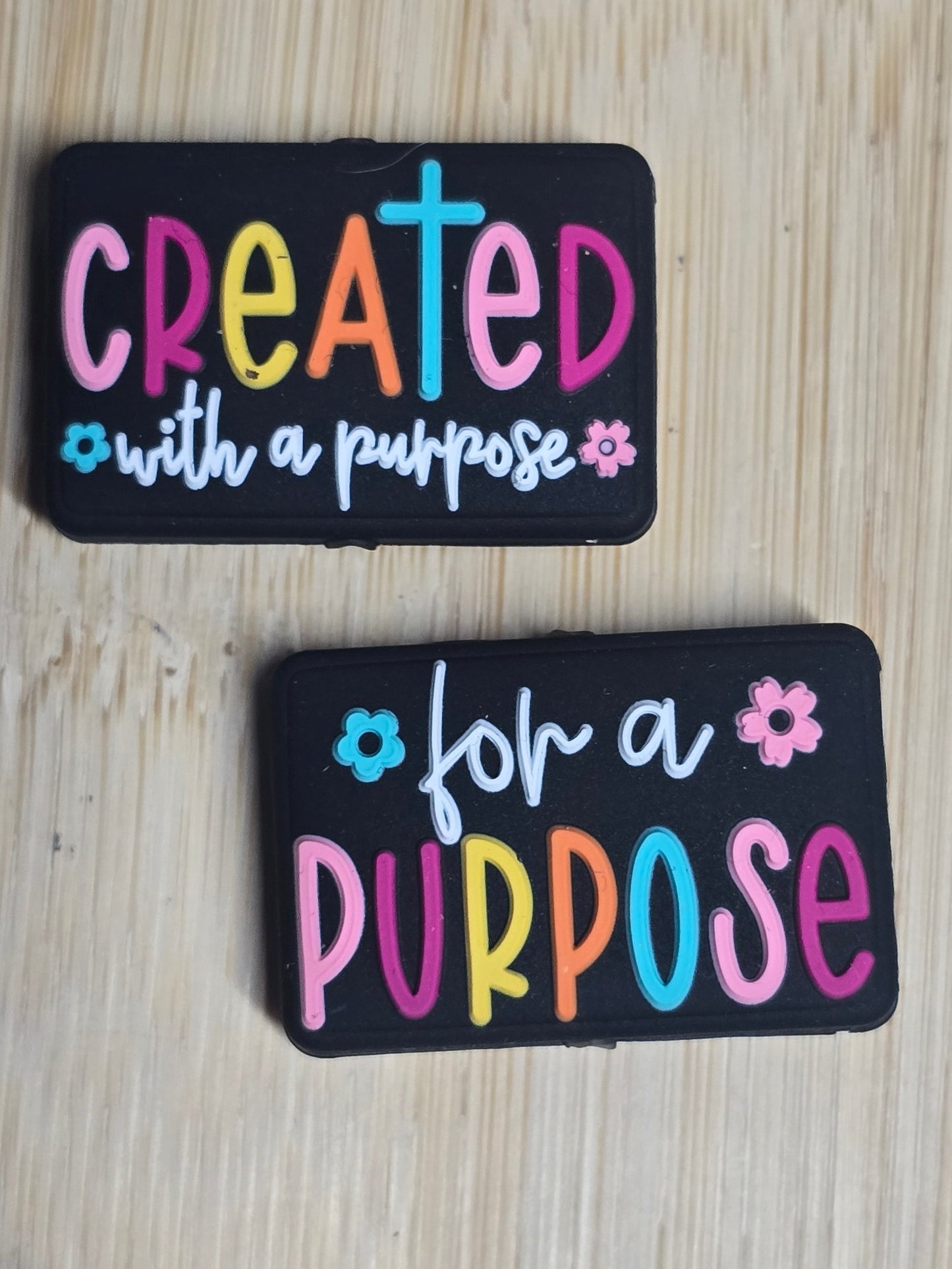 Focal silicone beads inspirational words
