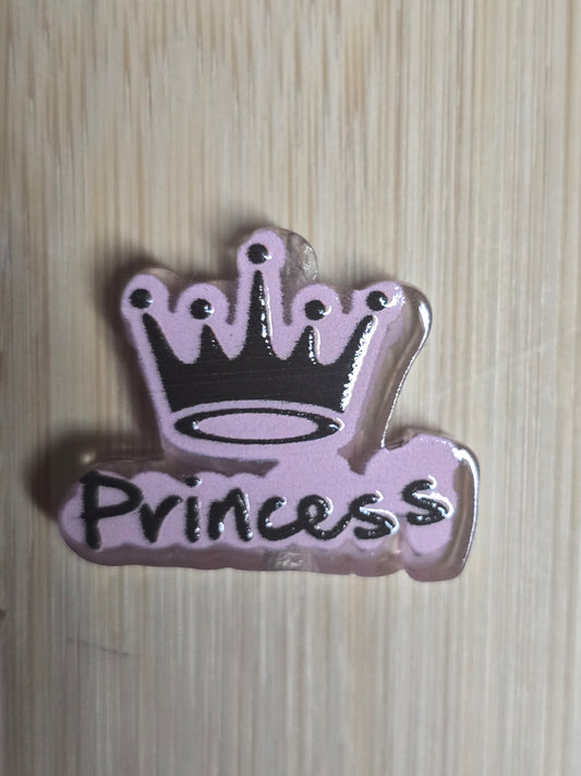 Acrylic focal beads pink blk crown