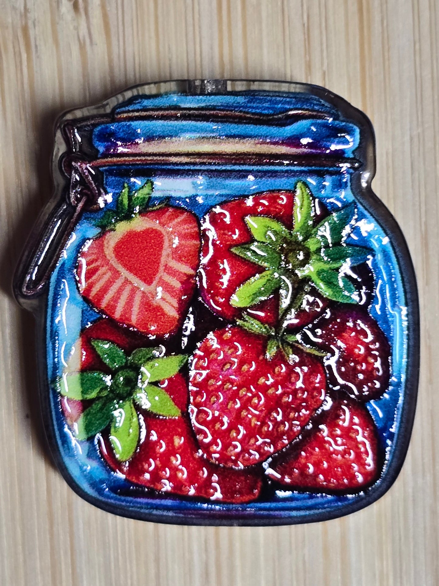 Acrylic focal beads strawberry jar